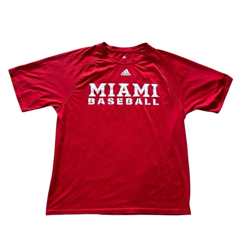 Adidas Miami Baseball T Shirt Men’s Large Red Climalite Athletic Tee